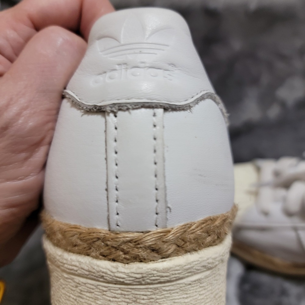 Adidas Superstar New Bold Womens 7 White Good Espadrille Jute Rope Sneakers